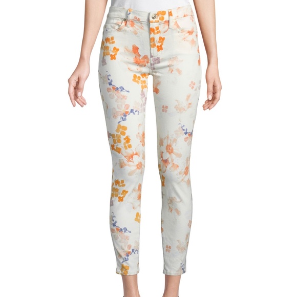 7 FOR ALL MANKIND Floral-Print Ankle Skinny Jeans